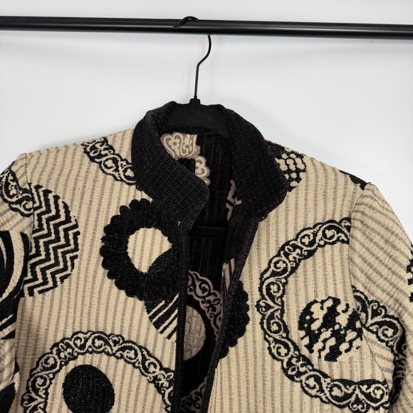 Vintage Womens Abstract Mixed Media Fine European Reversible Tapestry Jacket Med - Picture 5 of 11
